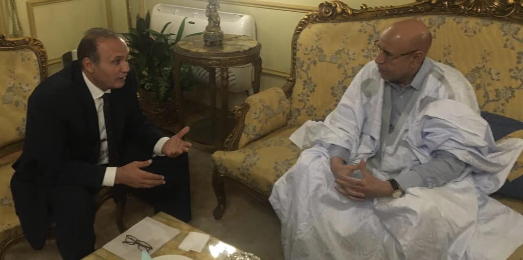 الرئيس الموريتاني محمد ولد الغزواني خلال لقاؤه مع د. أيمن السيسي نائب رئيس تحرير جريدة الأهرام